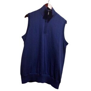 Men’s Bobby Jones Merino Wool Quarter-Zip Vest – Navy Blue Size Med